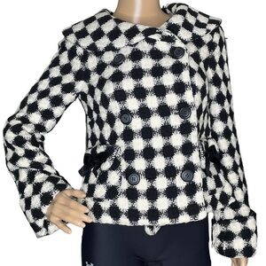Anthropologie Elevenses checkered pea coat size 4